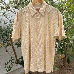Vintage 2000s Edge Yellow Stripe Button Up Shirt L 23x29.5